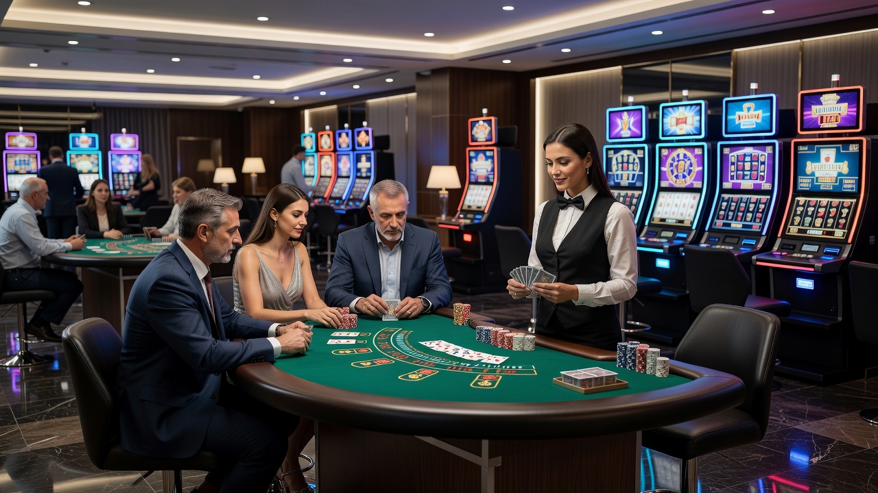Close-up view of roulette wheel and betting layout during active play